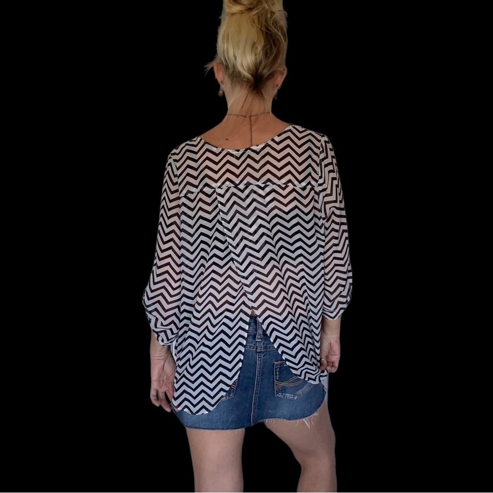 Poetry Chevron Pattern Sheer Blouse.